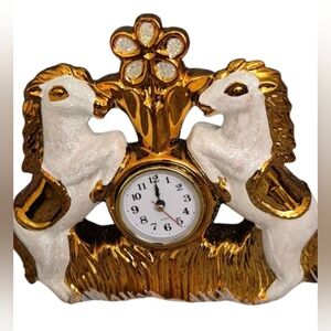 Gold and White Horse Wall Clock